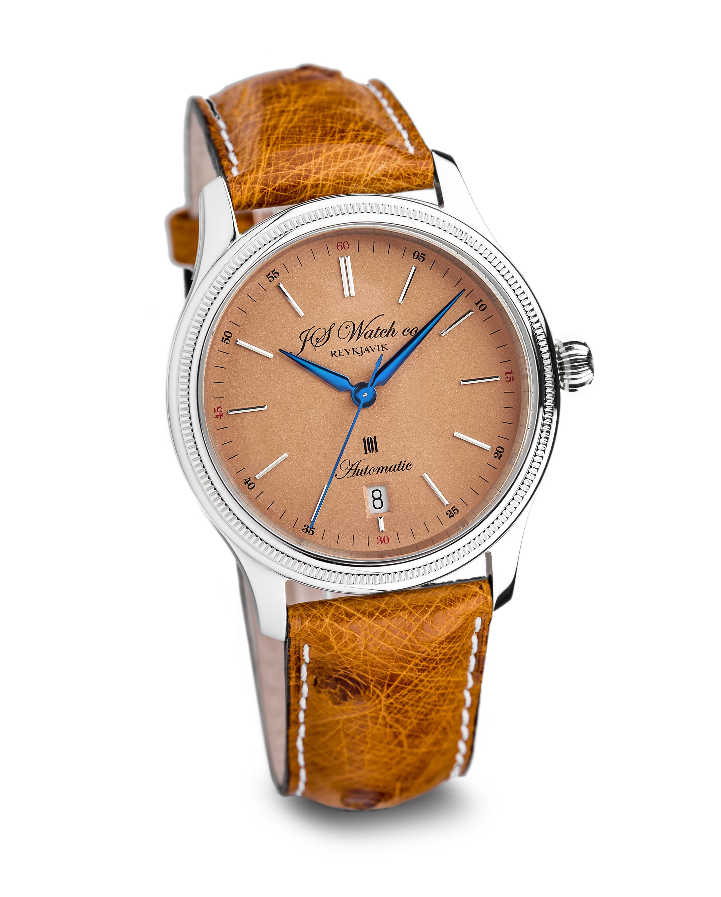 JS Watch Company Reykjavik — 101 10 Year Salmon, Blue hands